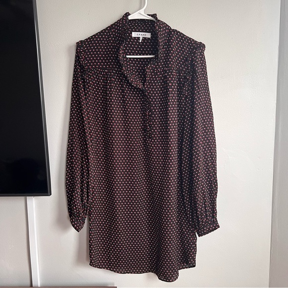 Frame Party Heart Print Long Sleeve Silk Dress S - Picture 1 of 7
